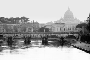 Tiber River, Saint Pietro Basilica, Vatican City, Rome, Italy, Europe