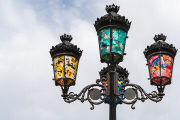 Fototapeta na wymiar Nice view of the street lamps in the old town of Altea, Costa Blanca, Alicante, Spain
