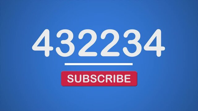 A number of subscribers increase from 0 up to 1000000 people. Flowing anamation on blue background. This clip was created in 4k 24fps.