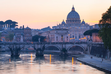 Tiber River, Saint Pietro Basilica, Vatican City, Rome, Italy, Europe