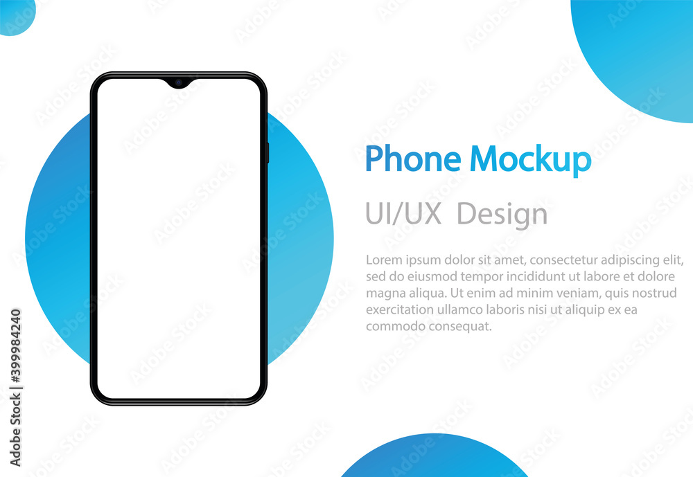 Poster realistic smartphone mockup with blank screen. mockup generic device with empty display. frame of mo