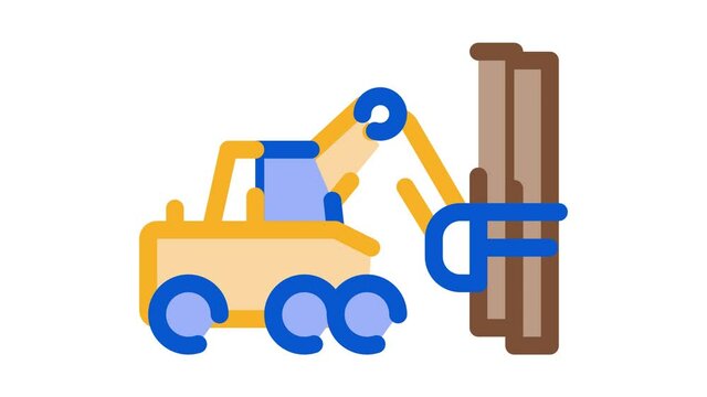 logging machine Icon Animation. color logging machine animated icon on white background