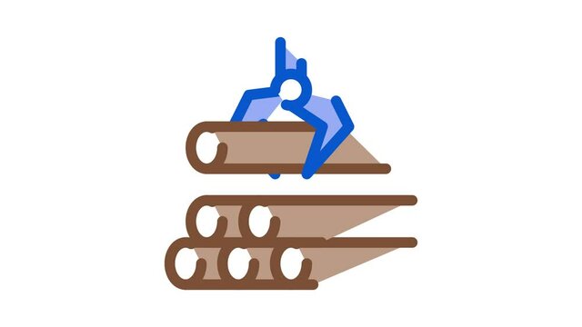 loading timber wood machine Icon Animation. color loading timber wood machine animated icon on white background