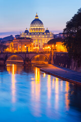Tiber River, Saint Pietro Basilica, Vatican City, Rome, Italy, Europe