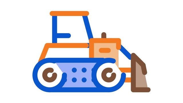 road repair bulldozer Icon Animation. color road repair bulldozer animated icon on white background