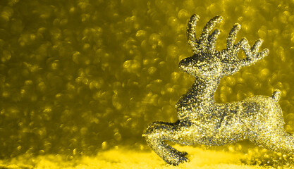 Christmas glitter deer in trendy duotone colors. Christmas concept.