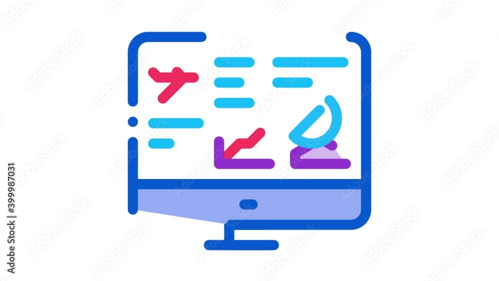 Poster internet air navigation icon animation. color internet air navigation animated icon on white backgro
