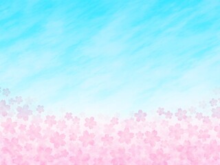 満開の桜と空の背景イラスト no.02