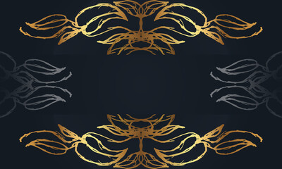 Luxury ornamental vector background design. Black and golden floral background illustration.