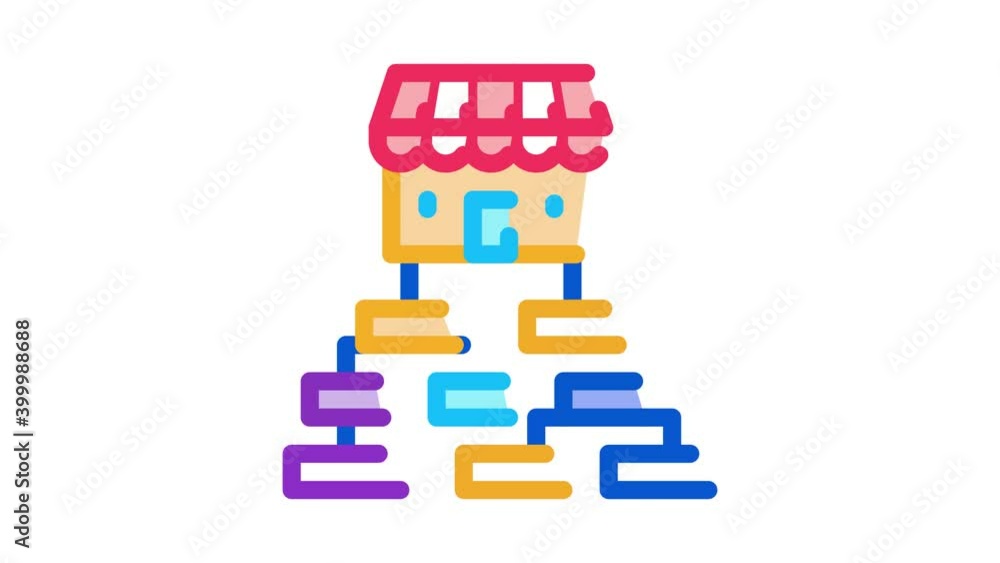 Poster business hierarchy chart icon animation. color business hierarchy chart animated icon on white backg