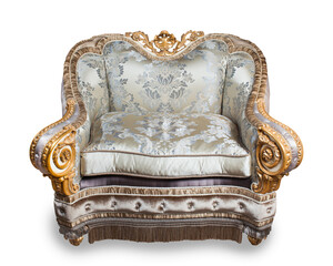 Stylish armchair isolated on white background. Clipping path.