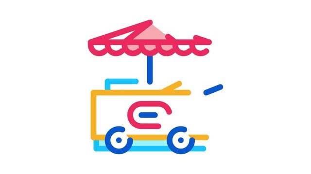ice cream cart Icon Animation. color ice cream cart animated icon on white background