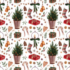Christmas watercolor pattern