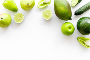 Green vegetables and fruits for detox and healthy vegetarians meal