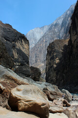 Central part of one of the deepest ravines of the world, Tiger Leaping Gorge in Yunnan, Southern China
