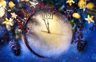 Art Happy New Year 2021 greeting card or banner