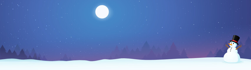 snowman in a snowy landscape on a starry night (landscape)