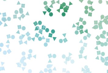 Light Blue, Green vector background with triangles, circles, cubes.