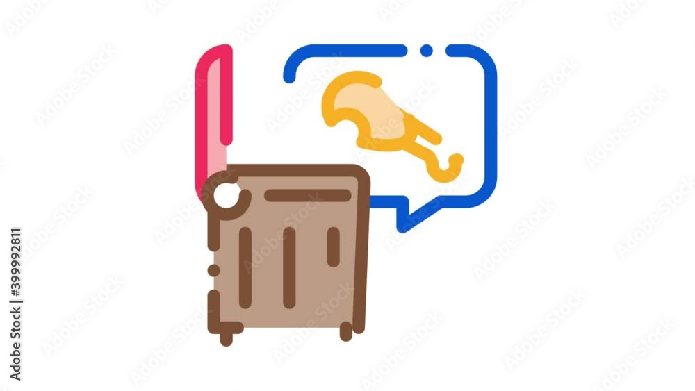 Poster chicken food in trash container Icon Animation. color chicken food in trash container animated icon on white background