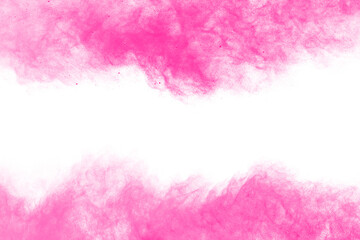 Abstract pink powder splatted background,Freeze motion of color powder exploding/throwing color...