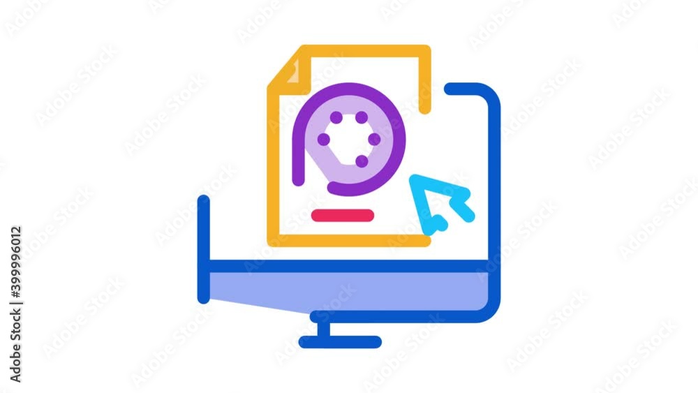 Poster selection of video document on computer icon animation. color selection of video document on compute