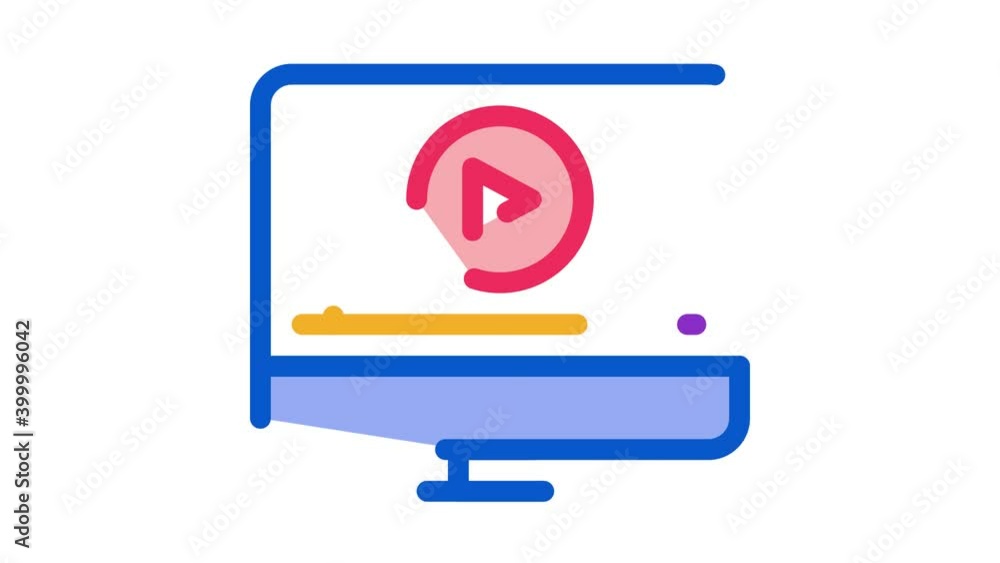 Aufkleber watch movie on computer icon animation. color watch movie on computer animated icon on white backgro