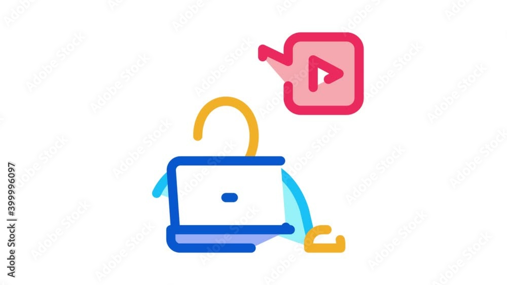 Poster video operator icon animation. color video operator animated icon on white background