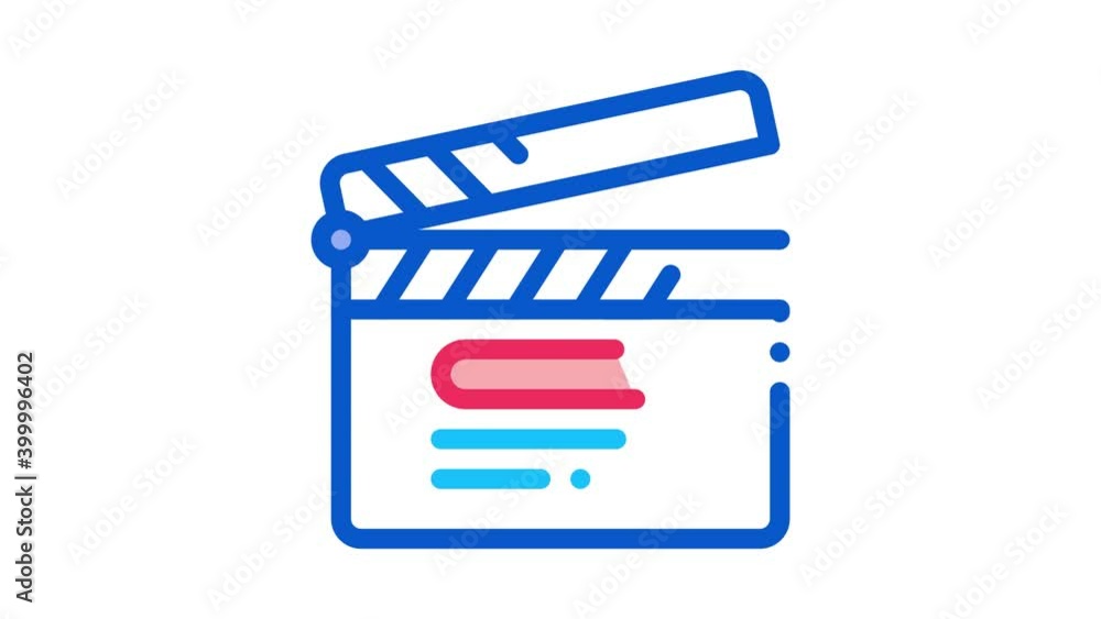 Poster clapper board numbering icon animation. color clapper board numbering animated icon on white backgro