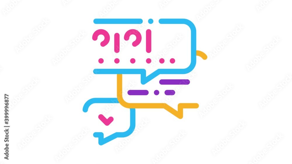 Poster many questions and answers icon animation. color many questions and answers animated icon on white b