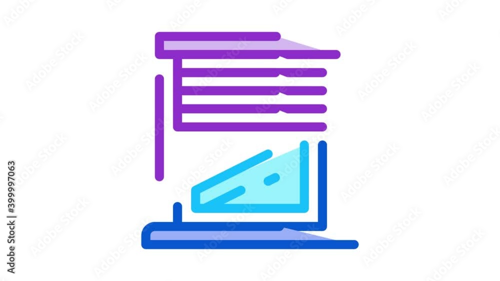Aufkleber window with shutters icon animation. color window with shutters animated icon on white background