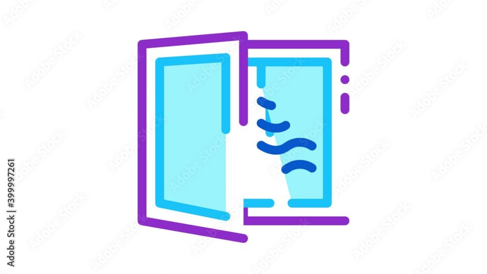 Poster draft in window icon animation. color draft in window animated icon on white background