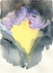 Gordijnen man and woman. abstract illustration. watercolor painting © Anna Ismagilova