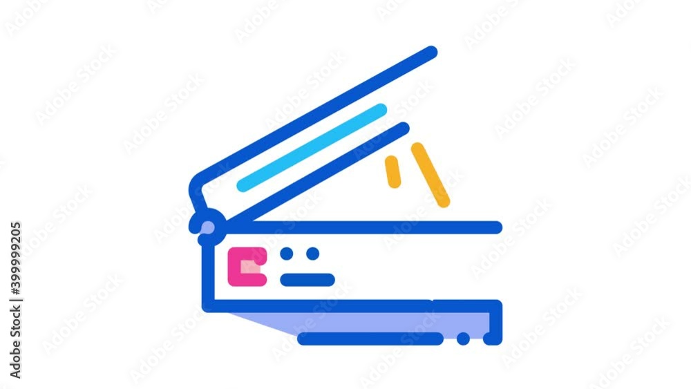 Poster scanner for work icon animation. color scanner for work animated icon on white background