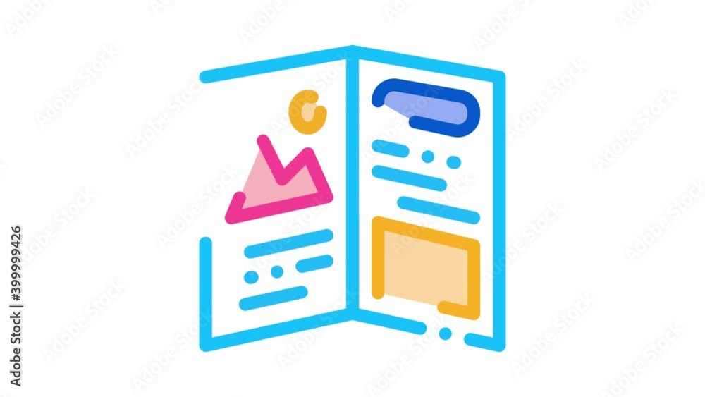 Poster printed booklet icon animation. color printed booklet animated icon on white background