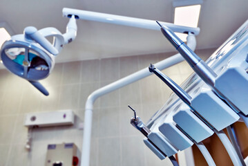 Dentistry office in the clinic, instruments close up