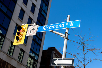 Toronto, Canada - November 14, 2020: Richmond St. W sign in downtown Toronto, Canada. 