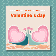 Fototapeta premium Two cute enamored snails. Valentine's day concept. vector illustration.
