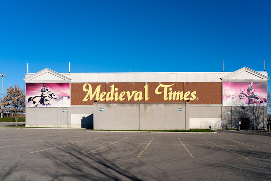 Toronto, Canada - November 14, 2020: Sign Of Medieval Times Dinner And Tournament In Toronto. Medieval Times Dinner Theatre Is A Spectacular Show Based On Medieval Spain. 