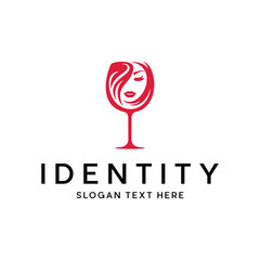 Wine Beauty Face Menu Bar Modern Design Template Logo