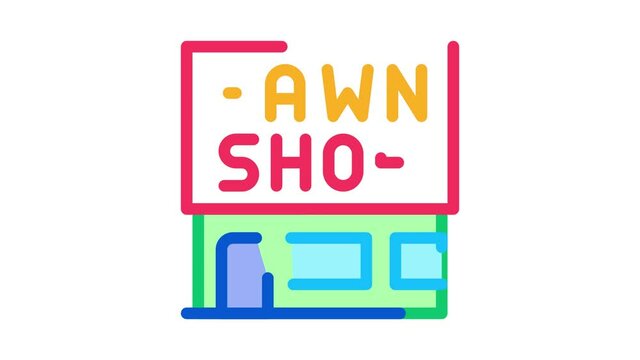 appearance of pawnshop Icon Animation. color appearance of pawnshop animated icon on white background