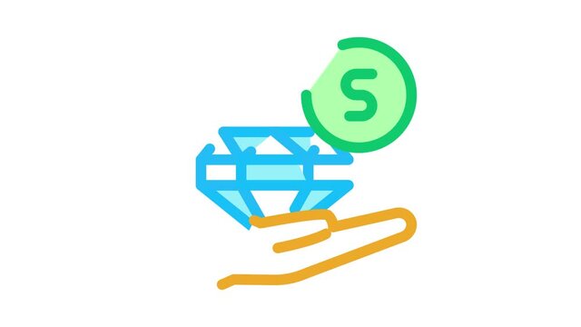 selling diamond for money Icon Animation. color selling diamond for money animated icon on white background