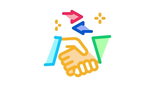 handshake exchange agreement Icon Animation. color handshake exchange agreement animated icon on white background