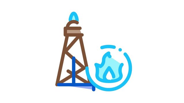 gas tower Icon Animation. color gas tower animated icon on white background