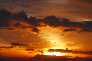 amazing view of sunrise at sea and in the tropics.
