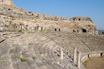 Miletus Ancient Theater. A Hellenistic theater dating back to 500 BC with the beautiful Patina. Miletus ruins, western coast of Anatolia. Didim, Mediterranean region, Turkey