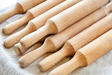 A set of wooden rolling pins
