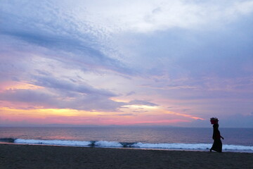 amazing view of sunrise at sea and in the tropics.