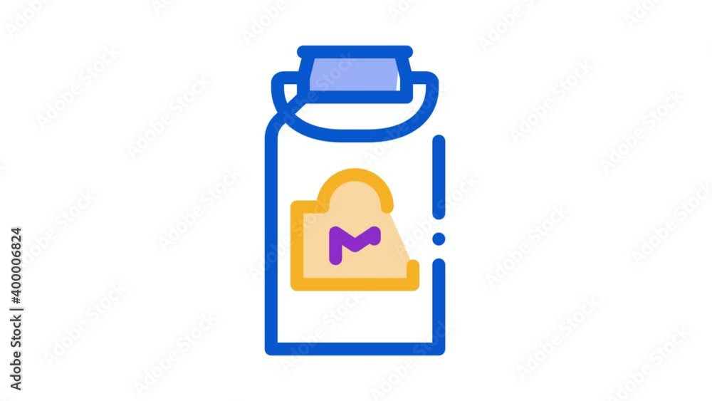 Poster milk can with handle icon animation. color milk can with handle animated icon on white background