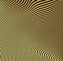 Abstract gold color vector circle halftone  background. Gradient retro line pattern design. Monochrome graphic.