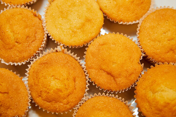 Top view of homemade muffins or cupcakes